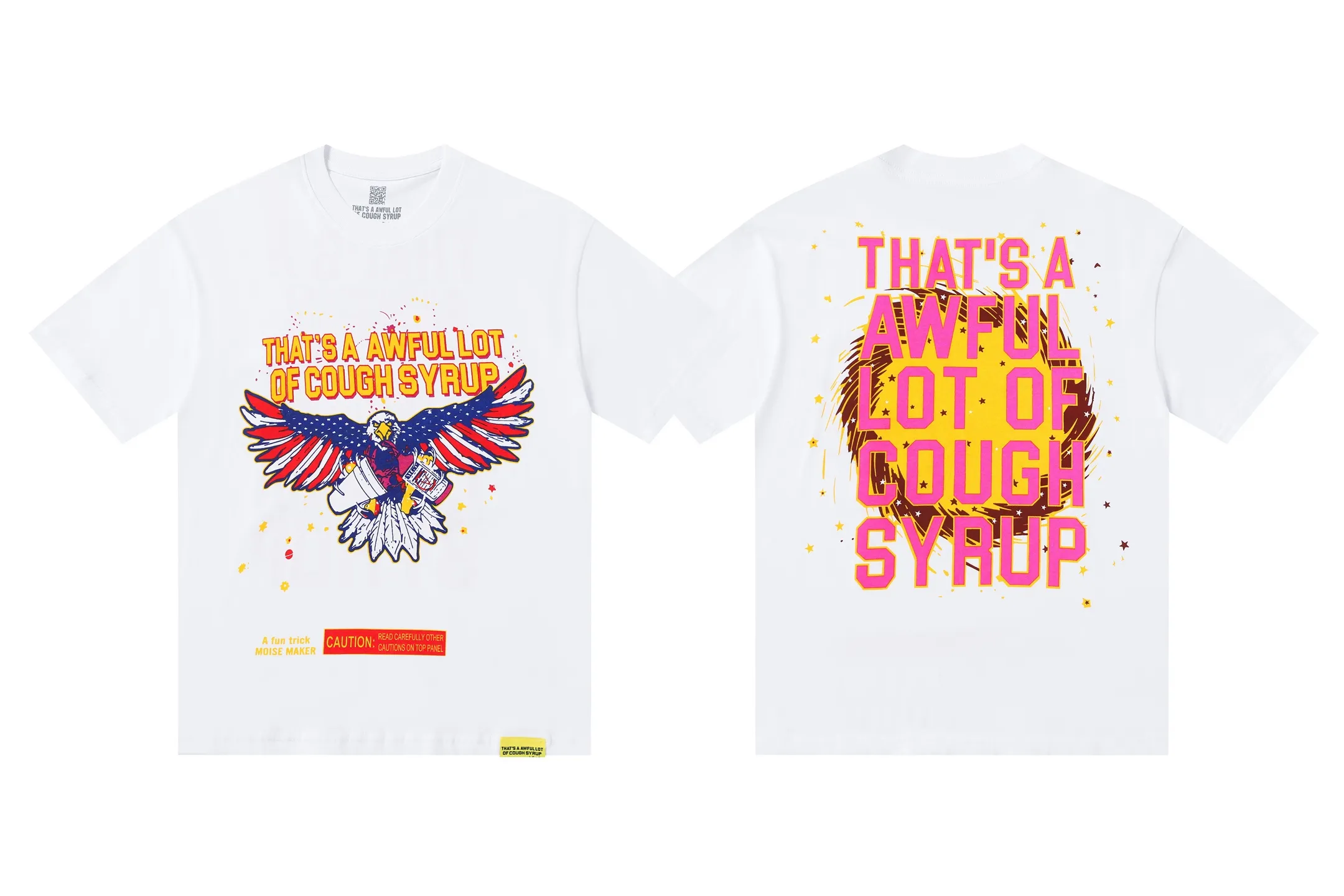 #White | THAT'S A AWFUL LOT OF COUGH SYRUP In Stock Real shot American simple trendy brand loose casual T-shirt Fabric (fabric): 32 counts Weight combed double yarn pure cotton Sizes (size): S-M L X L Color (colour): White